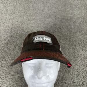Ugly Stik Hat Cap Strap Back Black Mesh Trucker Patch Distressed Fishing Mens
